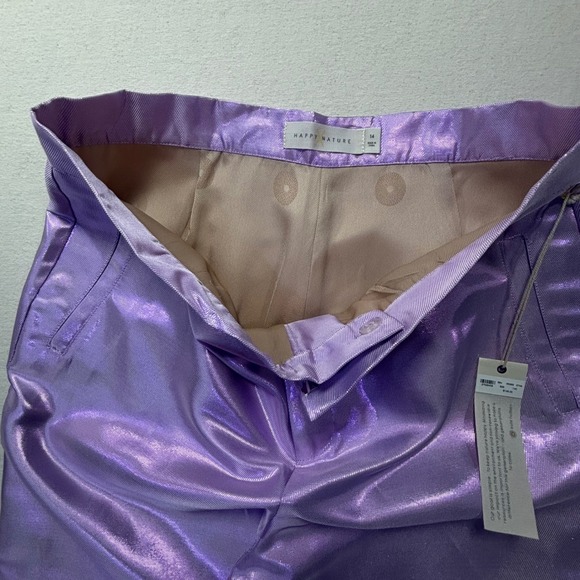 Happy X Nature Kate Hudson Lilac Shiny Metallic High Waisted Pants Size 14 NWT - Picture 13 of 16